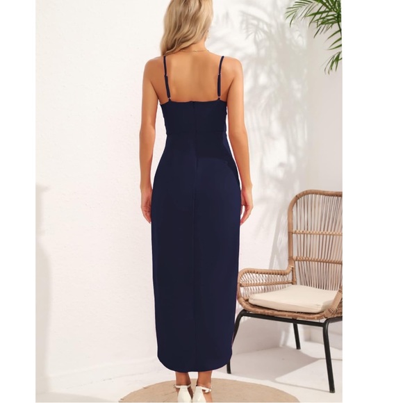 NWT CMZ2005 Navy Blue Spaghetti Strap Maxi Dress Size XL - Picture 4 of 5